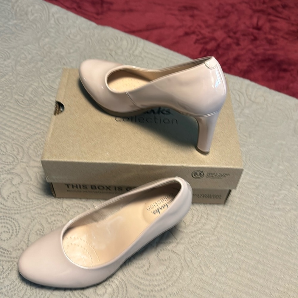 Clarks stacked amber joy heels